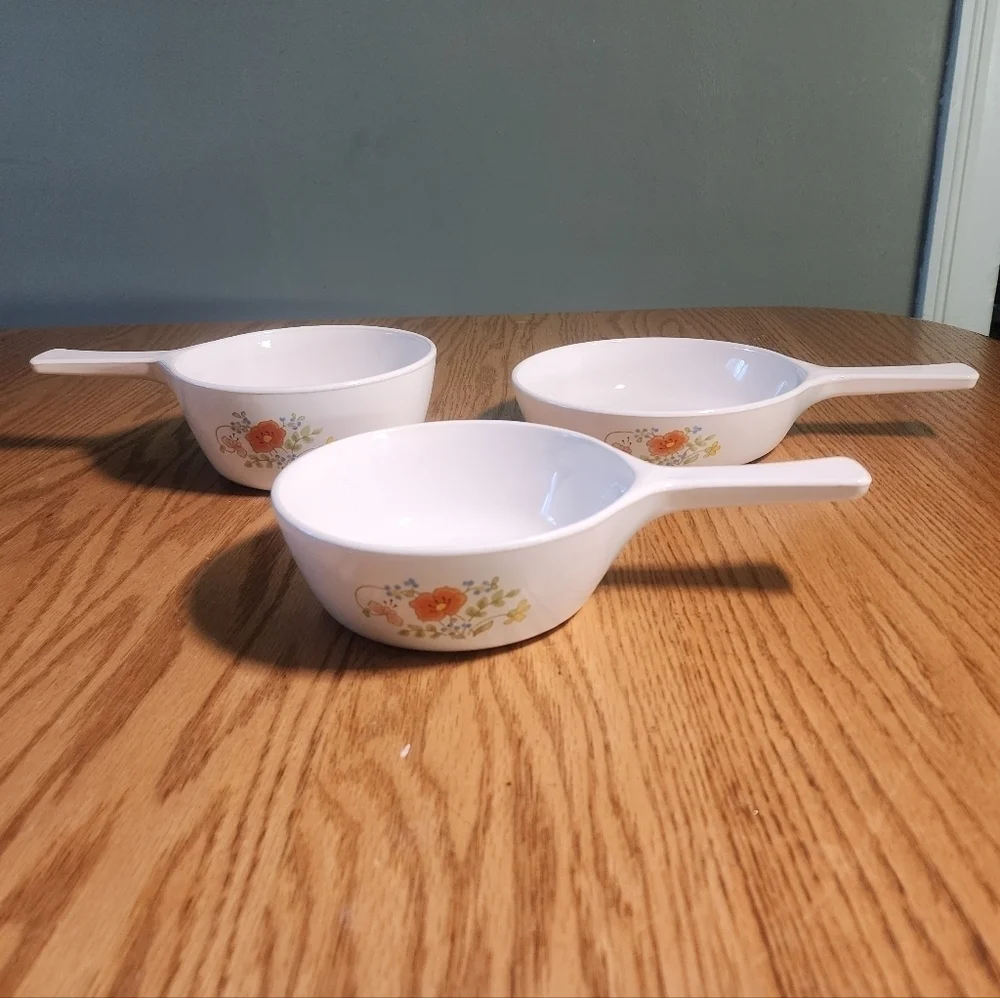 Corning Ware Pots & Skillet Vintage RARE Set Of 3 DURABLE NONTOXIC